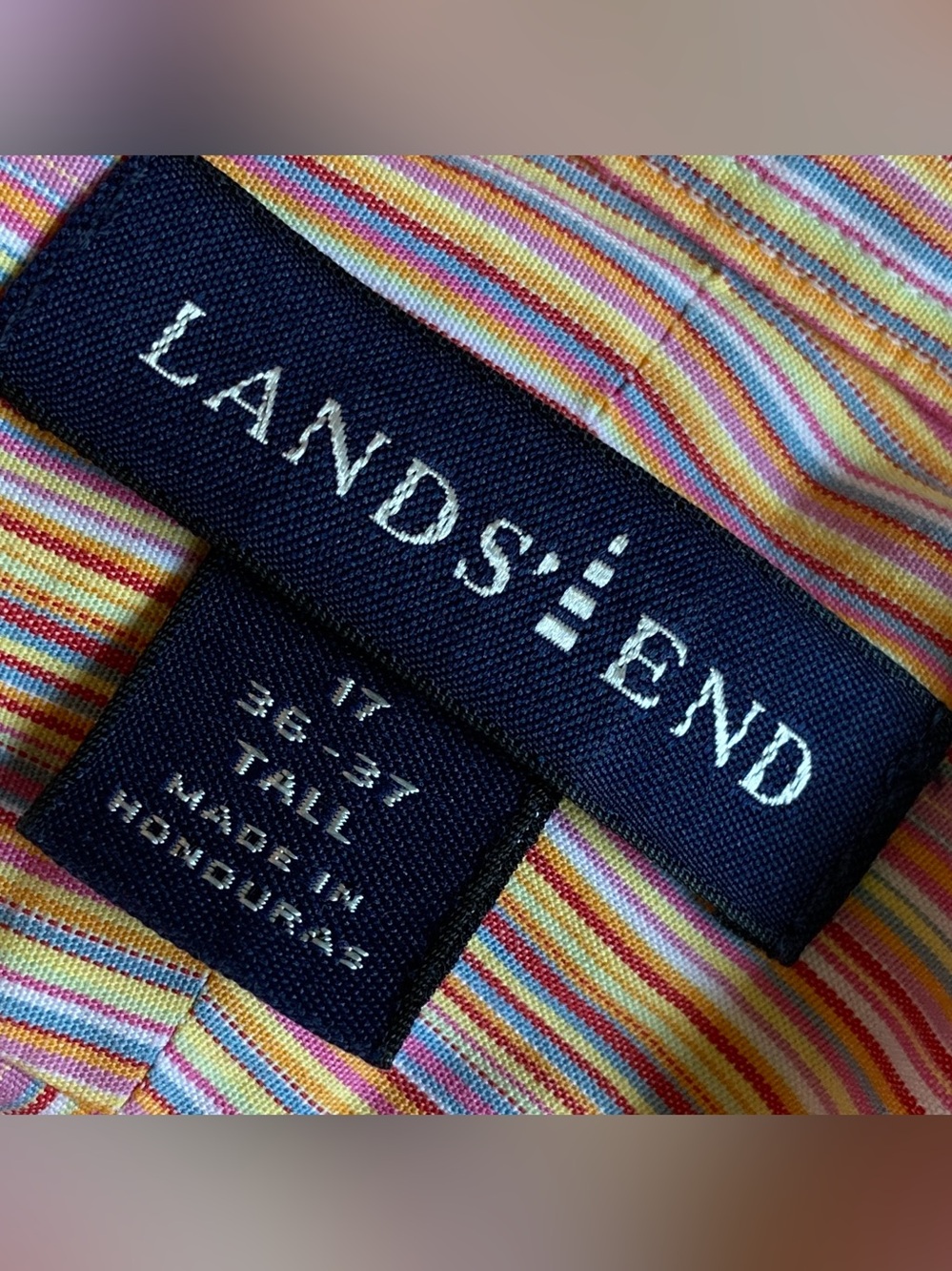 Lands' End Pink & Yellow Multi-Stripe Button-Down Shirt - Picture 4 of 11